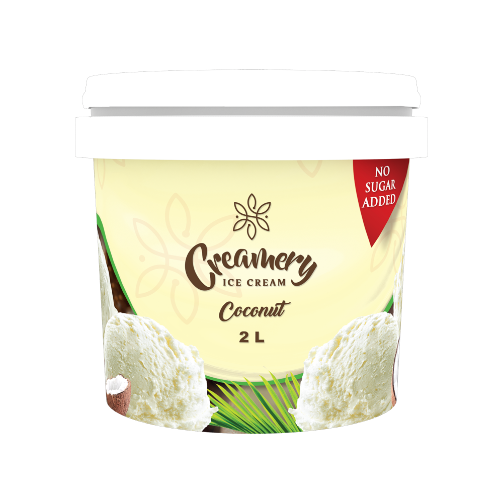 Creamery Ice Cream - Coconut (No Sugar Added) - 2 Litres