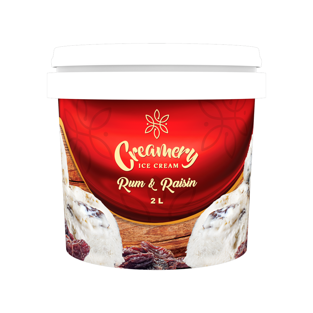 Creamery Ice Cream - Rum and Raisin - 2 Litres
