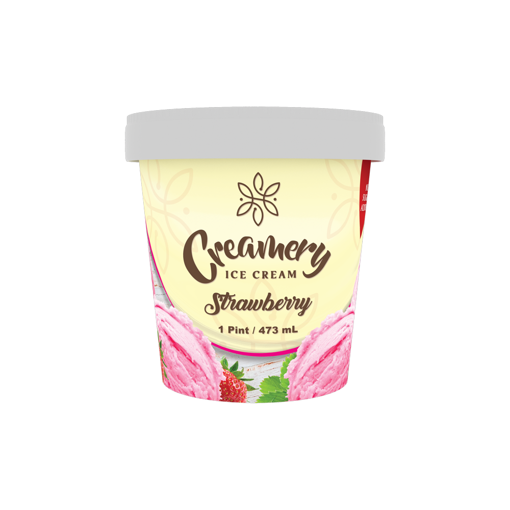 Creamery Ice Cream - Strawberry (No Sugar Added) - 1 Pint