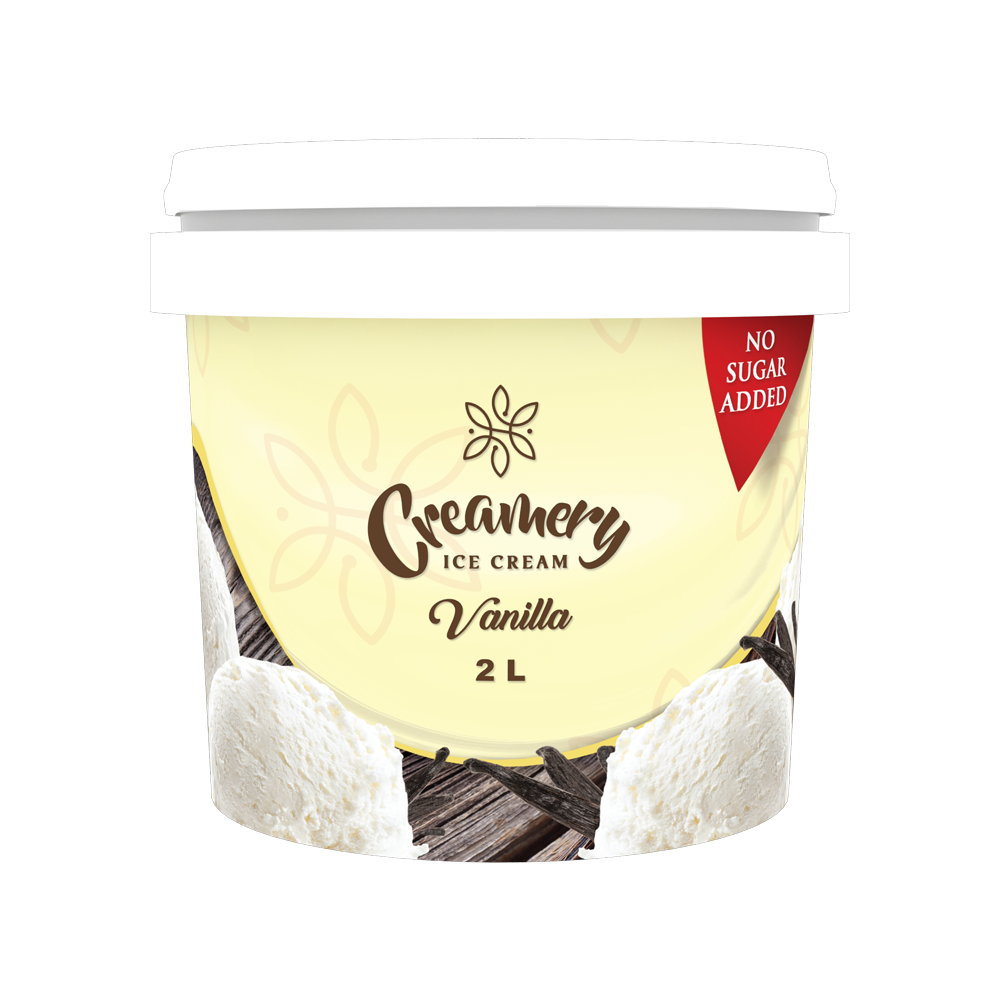 Creamery Ice Cream - Vanilla (No Sugar Added) - 2 Litres